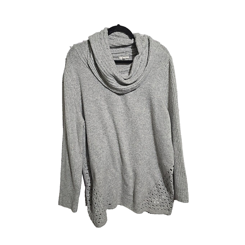 Maurices Gray Cowl Neck Knit Long Sleeve Preppy Pullover Sweater Womans Size 2XL
